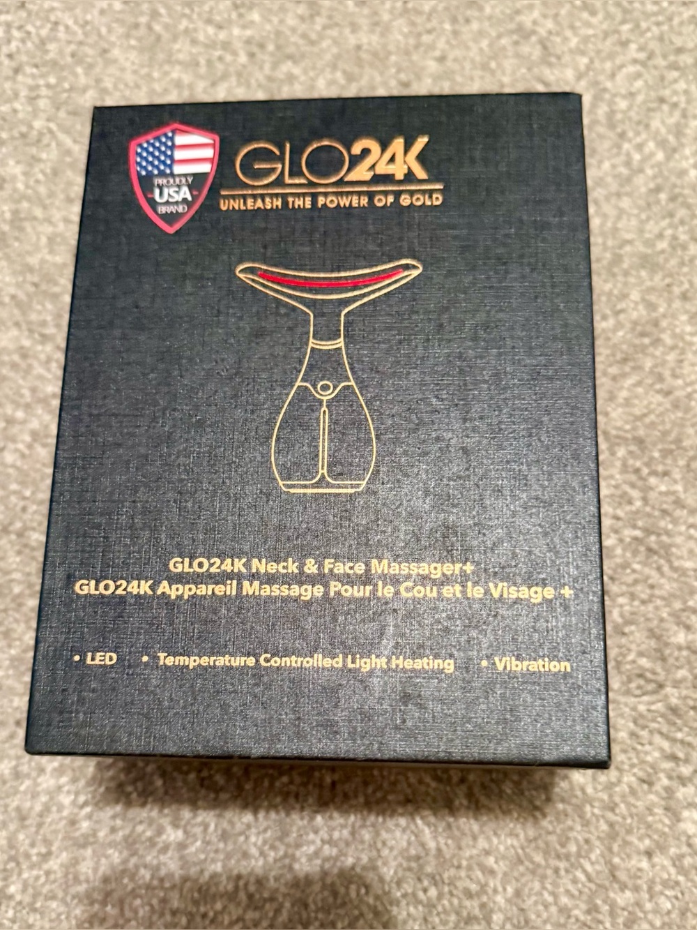 GLO24K Neck & Face Massager+ LED Heat Vibration (Used Once)